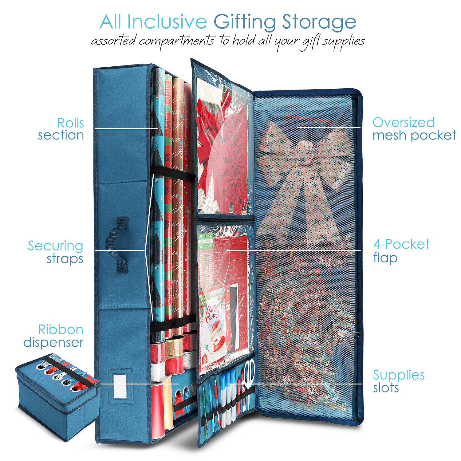 Christmas Wrapping Paper & Holiday Accessories Storage Organizer Box Heavy  Duty 